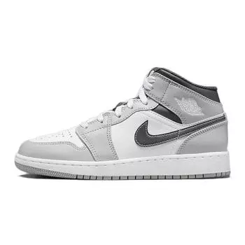 Кроссовки Jordan 1 Mid Светло-серый дымчатый (GS)(554725-078) 38.5
