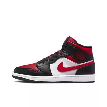 кроссовки Jordan 1 Mid White Black Red (2022) 554724-079