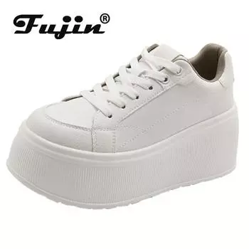 Кроссовки Koznoy 7 см из микрофибры из вулканизированной кожи, повседневные, женские, весна-осень, на платформе и танкетке, дышащие, высокого бренда, женская обувь 32 бежевый