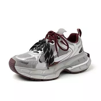 Кроссовки Krazing Pot из микрофибры с сеткой, весна-осень-лето, на платформе, со шнуровкой, серебристого цвета, на толстой подошве, женская повседневная обувь 35