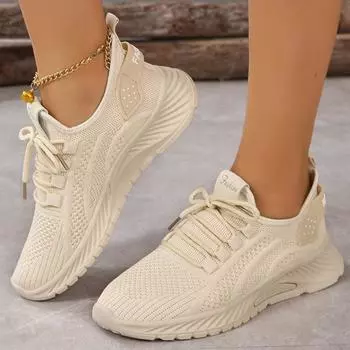 Кроссовки Летняя обувь Модные женские туфли на плоской подошве Женские кроссовки Кроссовки на платформе до щиколотки Кроссовки Туфли на шнуровке Женская обувь 36 бежевый