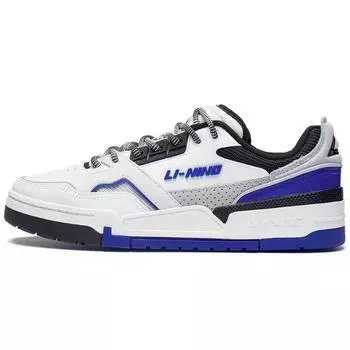 Кроссовки Li Ning 001 BTC SP из искусственной кожи, нескользящие, амортизирующие, износостойкие, с низким верхом, для скейтбординга, мужские, белые, синие, AZGS091-1 45