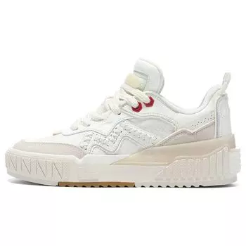 Кроссовки Li Ning 001 Unblock Non-Slip, износостойкие, низкие, женские, для скейтбординга, ванильно-белые, яичная скорлупа-серые AGCT002-1 37