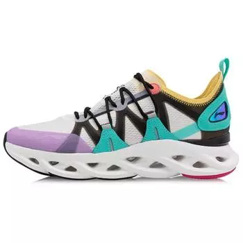 Кроссовки Li Ning Arc Leather Fabric TPU Shock Absorbing Non-Slip Low-Top для бега Мужские кроссовки Белый Фиолетовый Зеленый ARHQ057-4 43