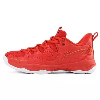 Кроссовки Li Ning Battle Axe III с дышащим амортизирующим покрытием, износостойкие, нескользящие, низкие, для бадминтона, женские, огненно-красные, AYTR026-2 37