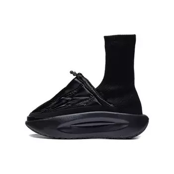 Кроссовки Li Ning Cloud Travel из пушистой ткани, легкие, высокопрочные, нескользящие, дышащие, повседневные, высокие, женские, черные, AZGS146-6 35