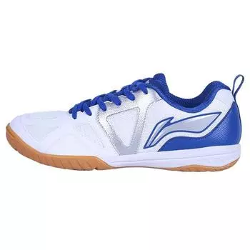 Кроссовки мужские из искусственной кожи Li Ning Fabric, амортизирующие, нескользящие, износостойкие, дышащие, с низким верхом, белые, синие APTT007-4 36