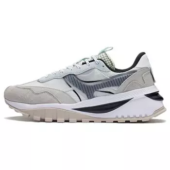 Кроссовки Li Ning Fangyuan Evo Fabric Synthetic Leather Retro Non-Slip Wear Resistant Low-Top для бега для мужчин White Grey AGCS163-3