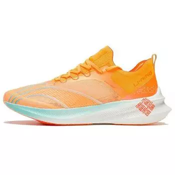 Кроссовки Li Ning Feidian Challenger One Piece Woven Breathable Rebound Low Top для бега, мужские кроссовки флуоресцентно-оранжевого цвета ARMS011-3 39