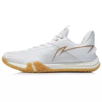 Кроссовки Li Ning Ground Flight SE из искусственной кожи с сеткой, амортизирующие, нескользящие, износостойкие, дышащие, низкие, для бадминтона, мужские, белые, AYZR007-3 43
