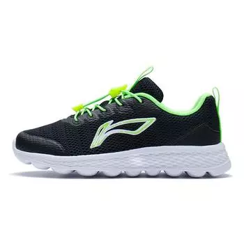 Кроссовки Li Ning Kids Comfortable Physical Fitness Test, нескользящие, амортизирующие, износостойкие, с низким верхом, детские кроссовки, цвет черный, зеленый, YKFS074-3 33