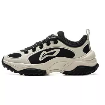 Кроссовки Li Ning Milkshake Soft Rebound Retro с толстой подошвой, амортизирующие, износостойкие, низкие, повседневные, женские, цвет черный, коричневый AGCU404-1 37