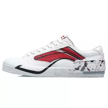 Кроссовки Li Ning Paris Fashion Week из синтетической кожи, классические, прочные, легкие, с низким верхом, для скейтбординга, мужские, белые, красные, AECR037-3 43