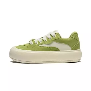 Кроссовки Li Ning Puff Platform, удобные, универсальные, амортизирующие, прочные, с низким верхом, для скейтбординга, женские, зеленые, белые, AZGU012-4 37