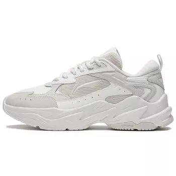 Кроссовки Li Ning Qixing Casual Fabric Synthetic Leather Shock Absorbing Non-Slip Wear-Stick с низким верхом для бега для женщин White Gray ARLS024-2 37