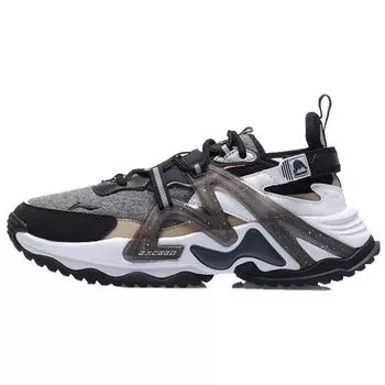 Кроссовки Li Ning с поддержкой, амортизацией, нескользящие, прочные, с низким верхом, женские, кроссовки, черный, серый AGLQ126-5 39