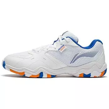 Кроссовки Li Ning Sound Wave 2 из искусственной кожи с амортизацией, нескользящие, износостойкие, с низким верхом, для бадминтона, унисекс, белые, синие, AYTS016-6 43