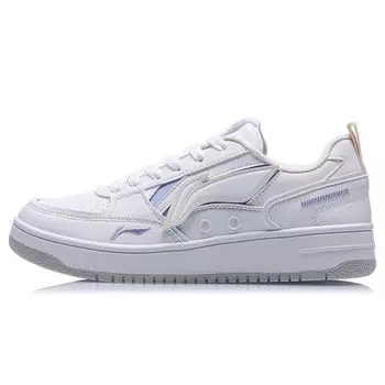 Кроссовки Li Ning Sports Lifestyle Series из прочной дышащей ткани с низким верхом для скейтбординга, женские, белые, фиолетовые, AGCQ544-2 35