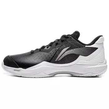 Кроссовки Li Ning Thunder из искусственной кожи, удобные, модные, амортизирующие, износостойкие, низкие, для бадминтона, мужские, черные, белые, AYZU015-4 40