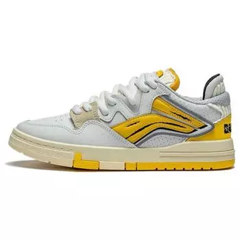 Кроссовки Li Ning Weigu Pro Spliced Upper, модные, универсальные, удобные, прочные, нескользящие, легкие, с низким верхом, для скейтбординга, женские, белые, желтые, AECS094-1 35