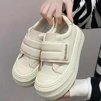 Кроссовки Magic Stick, весна-лето, новые белые туфли на платформе из натуральной кожи, детские, студенческие, универсальные, повседневные кроссовки 35