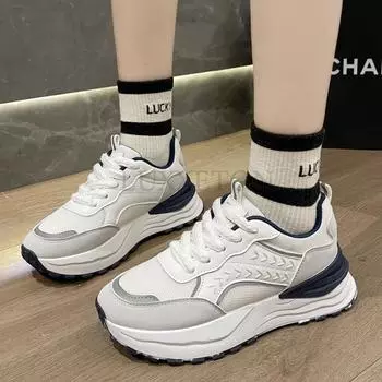 Кроссовки Matsuke Heel Round Toe с толстой подошвой и сетчатой поверхностью для воздухопроницаемости, комфорта и легкости. Женская обувь 35 синий
