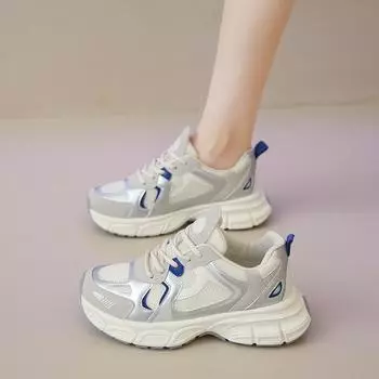 Кроссовки Mesh Surface Clunky, летние новые дышащие студенческие кроссовки, повышающие повседневную обувь 35