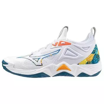 Кроссовки Mizuno Wave Momentum 3 белые марокканские синие унисекс Carrot-Curl V1GA231256 44.5