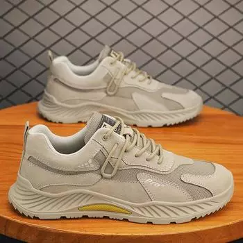 Кроссовки, мужская новая модная дышащая нескользящая повседневная обувь со шнуровкой и сеткой 38 серый