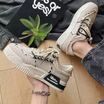 Кроссовки Мужская Обувь Дизайнерская Мужская Повседневная Обувь Трендовая Двухцветная Студенческая Обувь На Шнуровке На Платформе Мужская Вулканизированная Обувь Zapatillas De Hombre 39