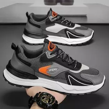 Кроссовки Мужская обувь Дышащая сетчатая обувь Мужская повседневная обувь Нескользящая мягкая подошва для бега Мужская 39