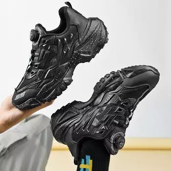 Кроссовки мужские 2024 года с вращающейся кнопкой, импортная торговля, большой размер, папины туфли, пара, кроссовки меха, мужская обувь 35