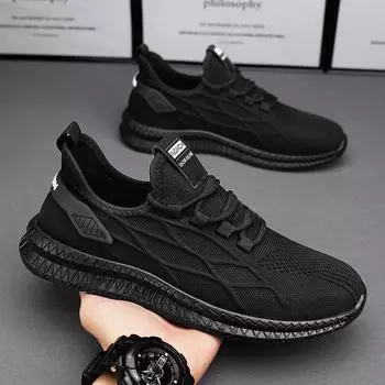 Кроссовки мужские 2025 новые дышащие кроссовки Flying Weaving сетчатые повседневные туфли мужские легкие спортивные кроссовки для бега 39 белый