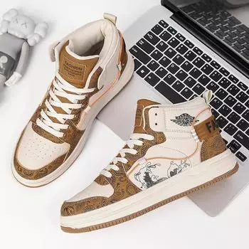 Кроссовки мужские 2025 осень новые студенческие высокие кроссовки для бега в корейской версии кроссовки большого размера мужская обувь 39 синий