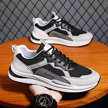 Кроссовки мужские 2025 весна новые толстые подошвы высокие беговые кроссовки Forrest Gump ins tide сетка дышащая повседневная обувь 39 белый