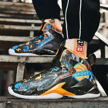 Кроссовки мужские баскетбольные высокие подростковые студенческие спортивные кроссовки для отдыха мужские трендовые кроссовки граффити кроссовки для бега в розницу 36