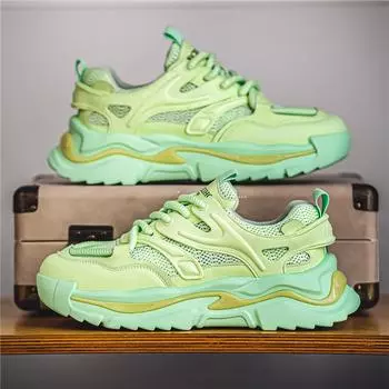 Кроссовки мужские дизайнерские кроссовки модные повседневные из микрофибры кожа сетка дышащие высокие туфли на плоской платформе 39