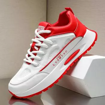 Кроссовки мужские дизайнерские кроссовки модные повседневные из микрофибры кожа дышащие высокие увеличенные на плоской платформе спортивные туфли 39