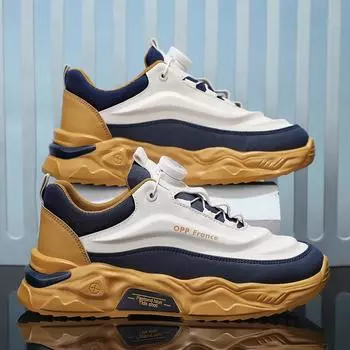 Кроссовки мужские дизайнерские кроссовки на пуговицах модные повседневные кожаные дышащие туфли на платформе с увеличенной высотой 39