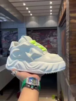 Кроссовки мужские дизайнерские кроссовки с мягкой подошвой модные повседневные кроссовки из микрофибры и кожи с дышащей подошвой на увеличенной платформе 39 белый