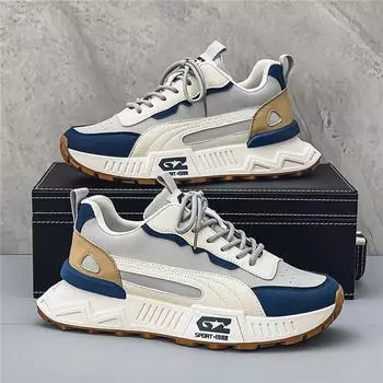 Кроссовки мужские дизайнерские ретро кроссовки модные повседневные кожаные дышащие туфли на платформе с увеличенной высотой 39 чёрный