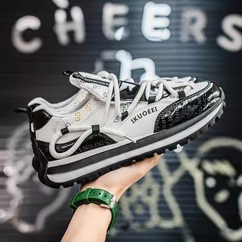 Кроссовки мужские дизайнерские ретро кроссовки модные повседневные из микрофибры кожа ткань верх увеличенная высота платформы обувь 39 белый