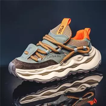 Кроссовки мужские дизайнерские спортивные туфли модные повседневные из микрофибры кожа ткань дышащие высокие туфли на плоской платформе 39