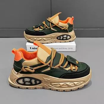 Кроссовки мужские дизайнерские спортивные туфли модные повседневные из микрофибры кожа ткань дышащие высокие туфли на плоской платформе 39