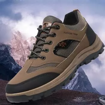 Кроссовки мужские для активного отдыха, классические походные туфли, мужская кожаная повседневная обувь для мужчин, осенне-зимняя обувь для походов на платформе, размер плюс 46 39 коричневый