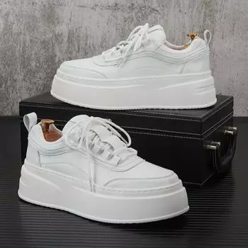 Кроссовки мужские дышащие универсальные повседневные туфли весна-осень белые туфли на увеличенной платформе Zapatillas De Hombre 39 чёрный