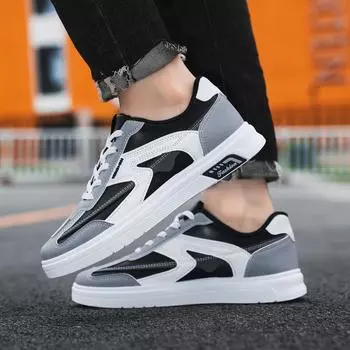 Кроссовки мужские летние новые на толстой подошве легкие модные мужские туфли молодежные кожаные туфли с низким верхом повседневные модные туфли 39 кофейный