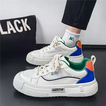 Кроссовки мужские маленькие белые туфли низкие спортивные туфли весна и осень новые мужские туфли студенческие на платформе сетчатые дышащие повседневные туфли 39