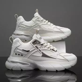 Кроссовки мужские модные новые дышащие сетчатые толстые подошвы увеличивающие повседневные маленькие белые туфли подростковые туфли Дарта Вейдера для папы 39 чёрный