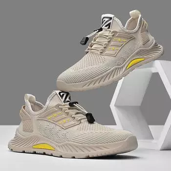 Кроссовки мужские новые повседневные дышащие нескользящие кроссовки с мягкой подошвой и тканой сеткой без шнуровки 38 чёрный